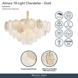 Almara Frost/Gold 18-Light Frosted Glass Chandelier