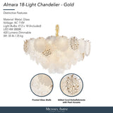 Almara Frost/Gold 18-Light Frosted Glass Chandelier