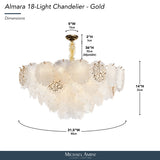 Almara Frost/Gold 18-Light Frosted Glass Chandelier