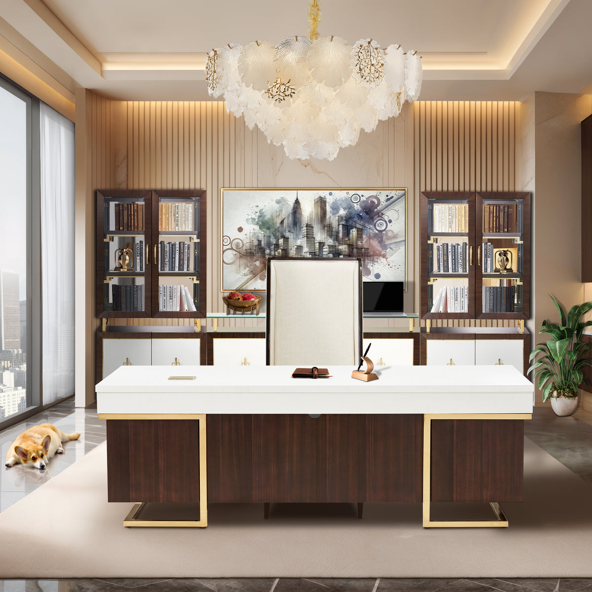 Almara Frost/Gold 18-Light Frosted Glass Chandelier