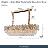 Regalia Gold 16-Light Rectangular Crystal Chandelier
