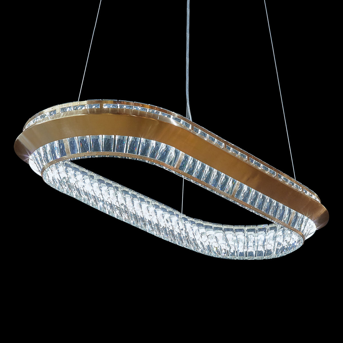 Base Camp Gold Oval Crystal LED Chandelier