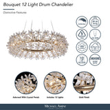 Bouquet Gold Round 32" Crystal Chandelier