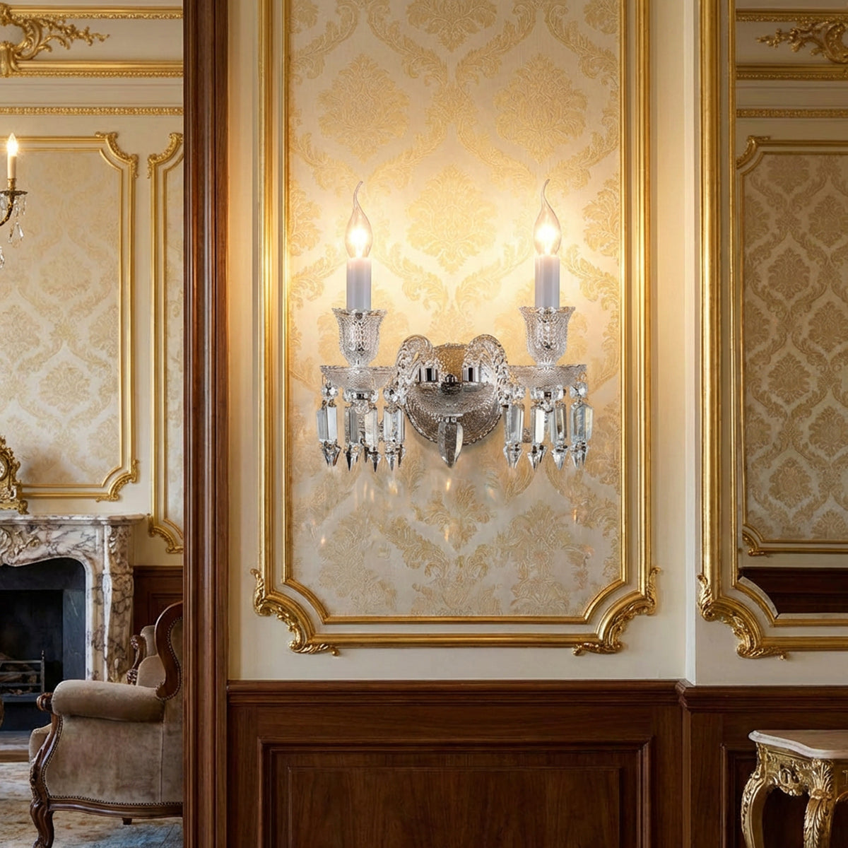 Treviso Clear 2-Light Traditional Crystal Wall Sconce
