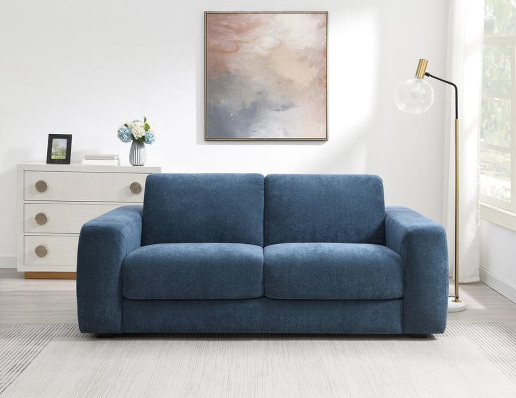 Chesney Dark Blue Sofa w/ Queen-Size Sleeper