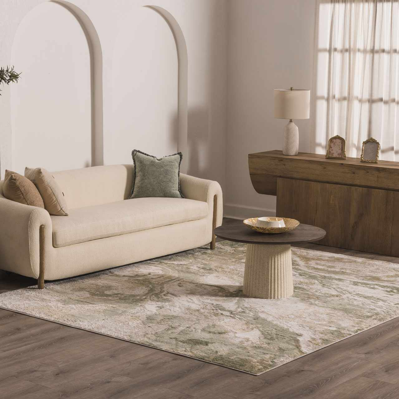 Lively Marble Green Area Rug