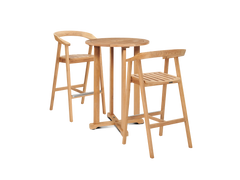 La Costa 3-Piece Teak Outdoor Round Bar Dining Set - Ornate Home