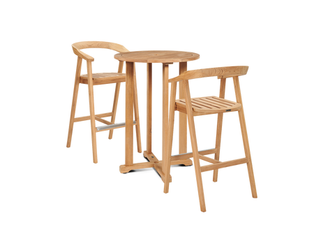 La Costa 3-Piece Teak Outdoor Round Bar Dining Set - Ornate Home