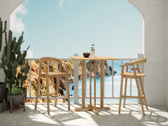 La Costa 3-Piece Teak Outdoor Square Bar Dining Set - Ornate Home