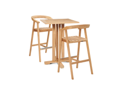 La Costa 3-Piece Teak Outdoor Square Bar Dining Set - Ornate Home
