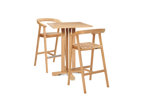 La Costa 3-Piece Teak Outdoor Square Bar Dining Set - Ornate Home