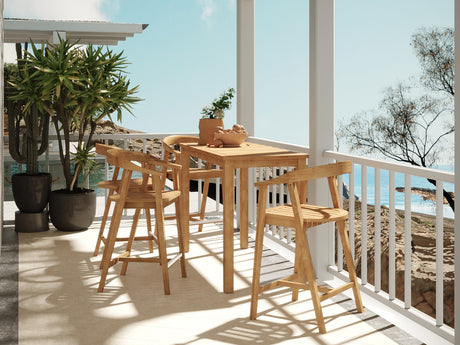 La Costa 5-Piece Teak Outdoor Counter Height Dining Set - Ornate Home