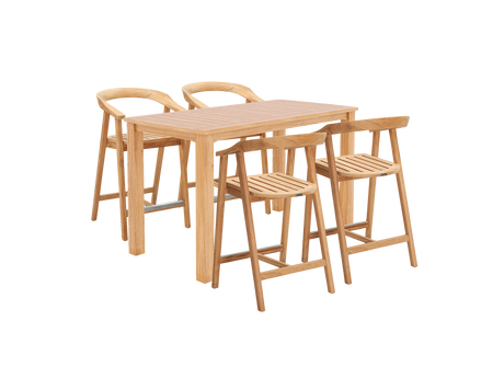 La Costa 5-Piece Teak Outdoor Counter Height Dining Set - Ornate Home