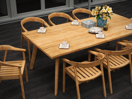 La Costa 9-Piece Rectangular Teak Outdoor Dining Set with Barrel Back Armchairs - Ornate Home