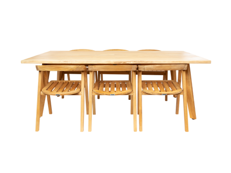 La Costa 9-Piece Rectangular Teak Outdoor Dining Set with Barrel Back Armchairs - Ornate Home