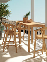 La Costa Teak Outdoor Barrel Back Counter Height Armchair - Ornate Home