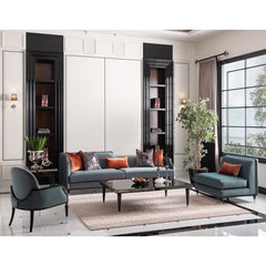 La Francaise Black Ice/Azure Accent Chair - Ornate Home