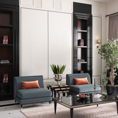 La Francaise Black Ice/Azure Armless Accent Chair - Ornate Home