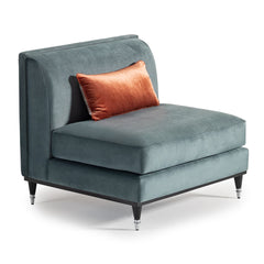 La Francaise Black Ice/Azure Armless Accent Chair - Ornate Home