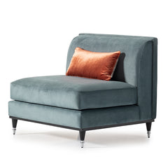 La Francaise Black Ice/Azure Armless Accent Chair - Ornate Home