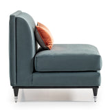 La Francaise Black Ice/Azure Armless Accent Chair - Ornate Home