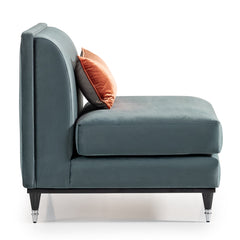 La Francaise Black Ice/Azure Armless Accent Chair - Ornate Home