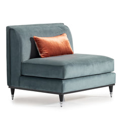 La Francaise Black Ice/Azure Armless Accent Chair - Ornate Home