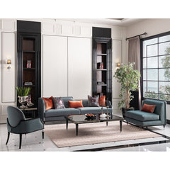 La Francaise Black Ice/Azure Mansion Sofa - Ornate Home