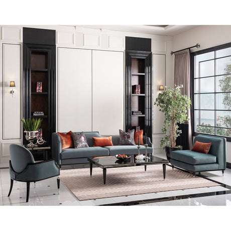 La Francaise Black Ice/Azure Mansion Sofa - Ornate Home