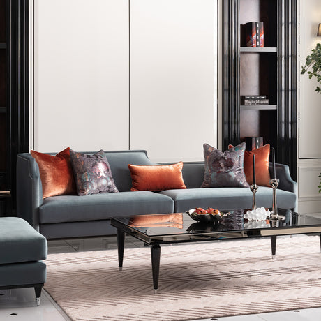 La Francaise Black Ice/Azure Mansion Sofa - Ornate Home