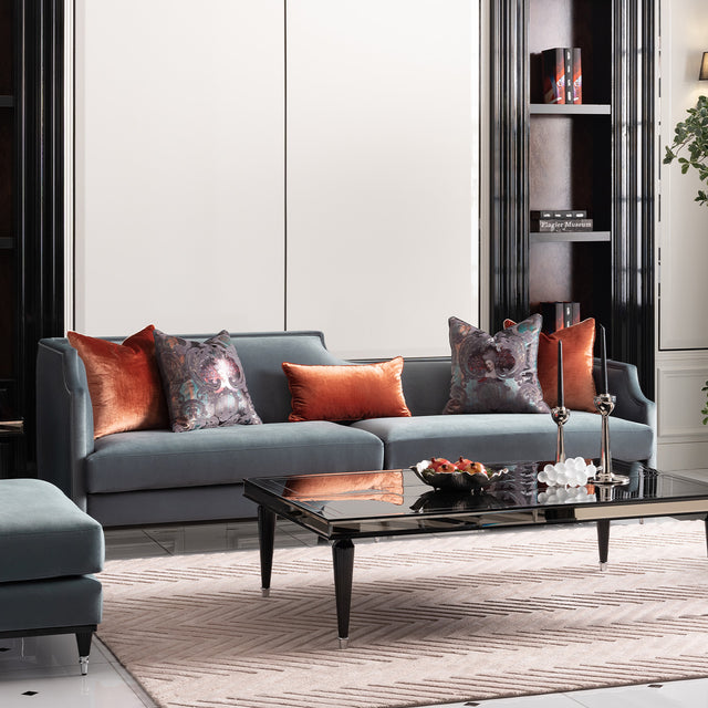 La Francaise Black Ice/Azure Mansion Sofa - Ornate Home
