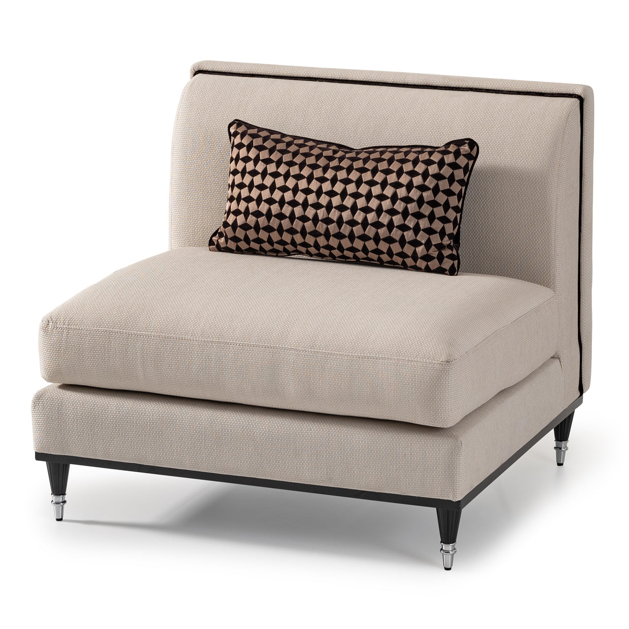 La Francaise Black Ice/Café Armless Accent Chair - Ornate Home