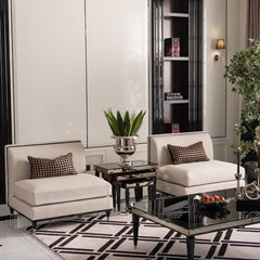 La Francaise Black Ice/Café Armless Accent Chair - Ornate Home