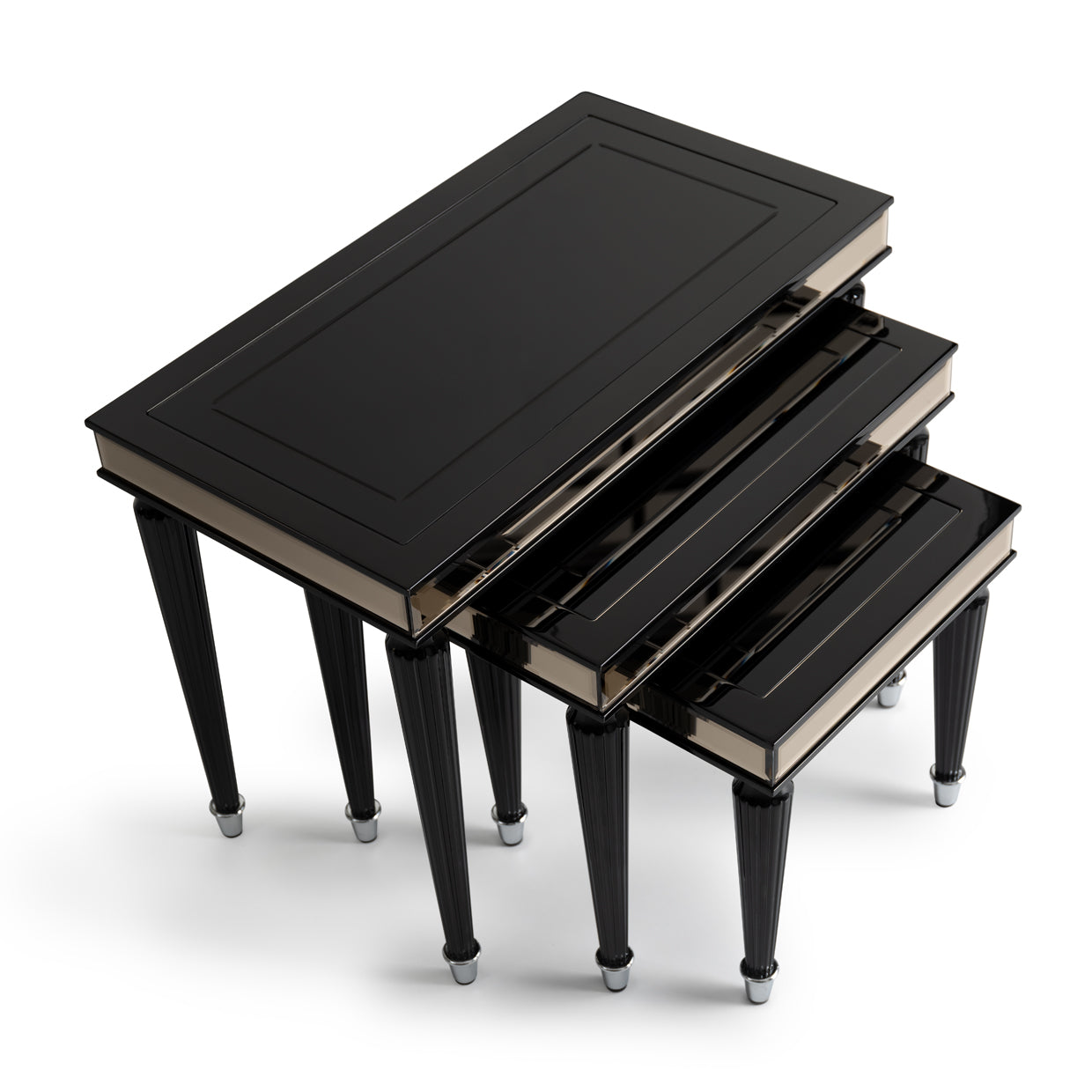 La Francaise Black Ice Nesting Tables (Set of 3) - Ornate Home