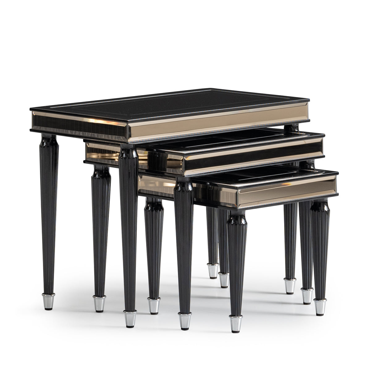 La Francaise Black Ice Nesting Tables (Set of 3) - Ornate Home