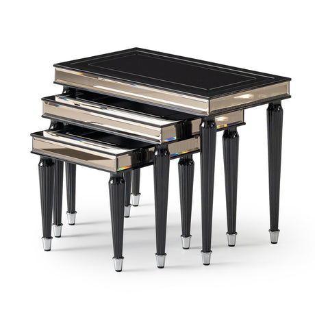 La Francaise Black Ice Nesting Tables (Set of 3) - Ornate Home