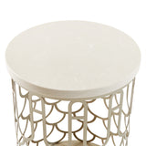 La Marisia Champagne Gold Marble Chairside Table - Ornate Home