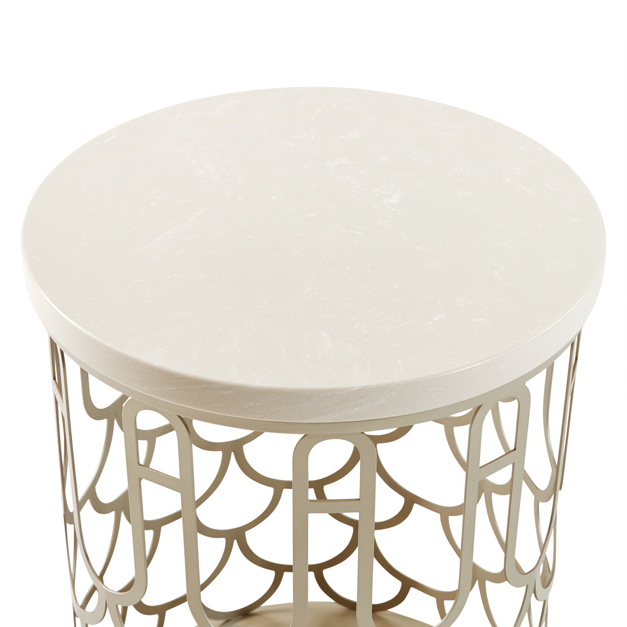La Marisia Champagne Gold Marble Chairside Table - Ornate Home