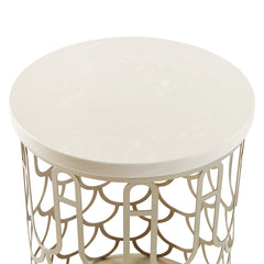 La Marisia Champagne Gold Marble Chairside Table - Ornate Home
