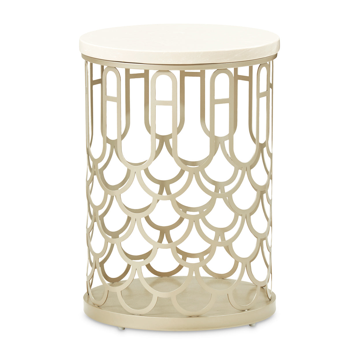 La Marisia Champagne Gold Marble Chairside Table - Ornate Home