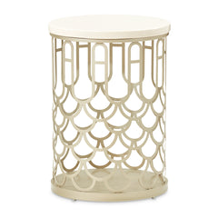 La Marisia Champagne Gold Marble Chairside Table - Ornate Home