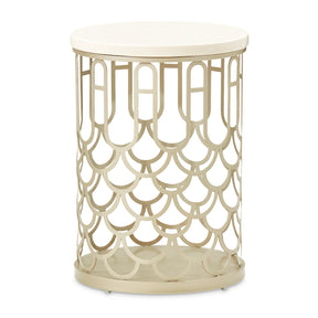La Marisia Champagne Gold Marble Chairside Table - Ornate Home
