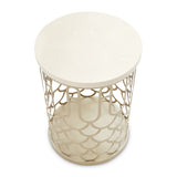 La Marisia Champagne Gold Marble Chairside Table - Ornate Home
