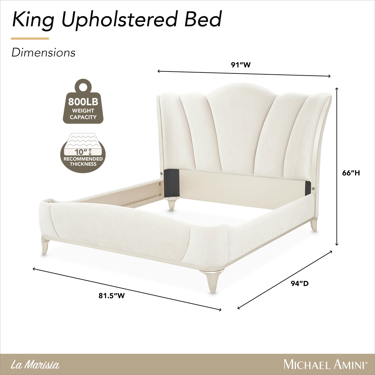La Marisia Champagne Gold/Tranquil California King Upholstered Bed