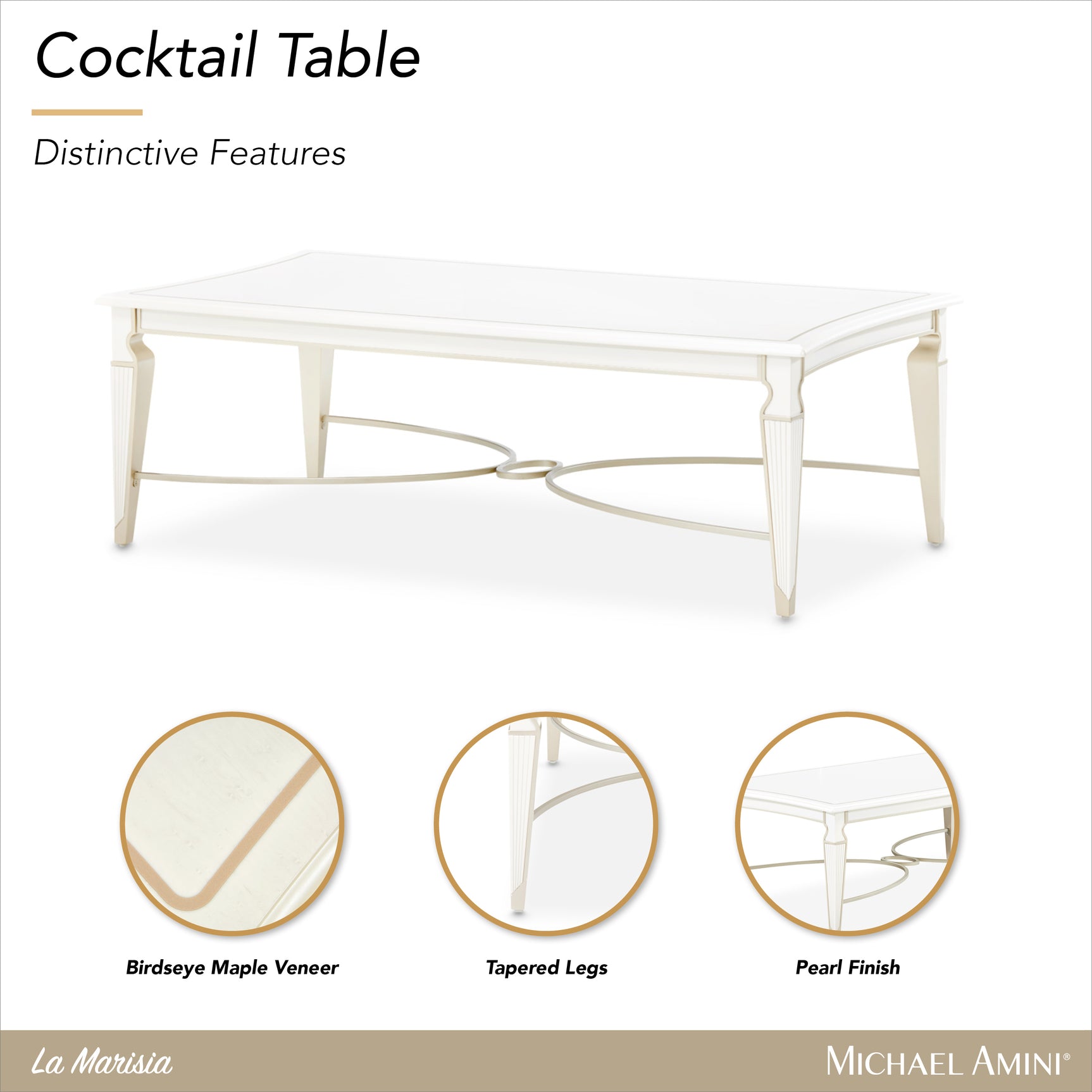 La Marisia Creamy Pearl Cocktail Table - Ornate Home