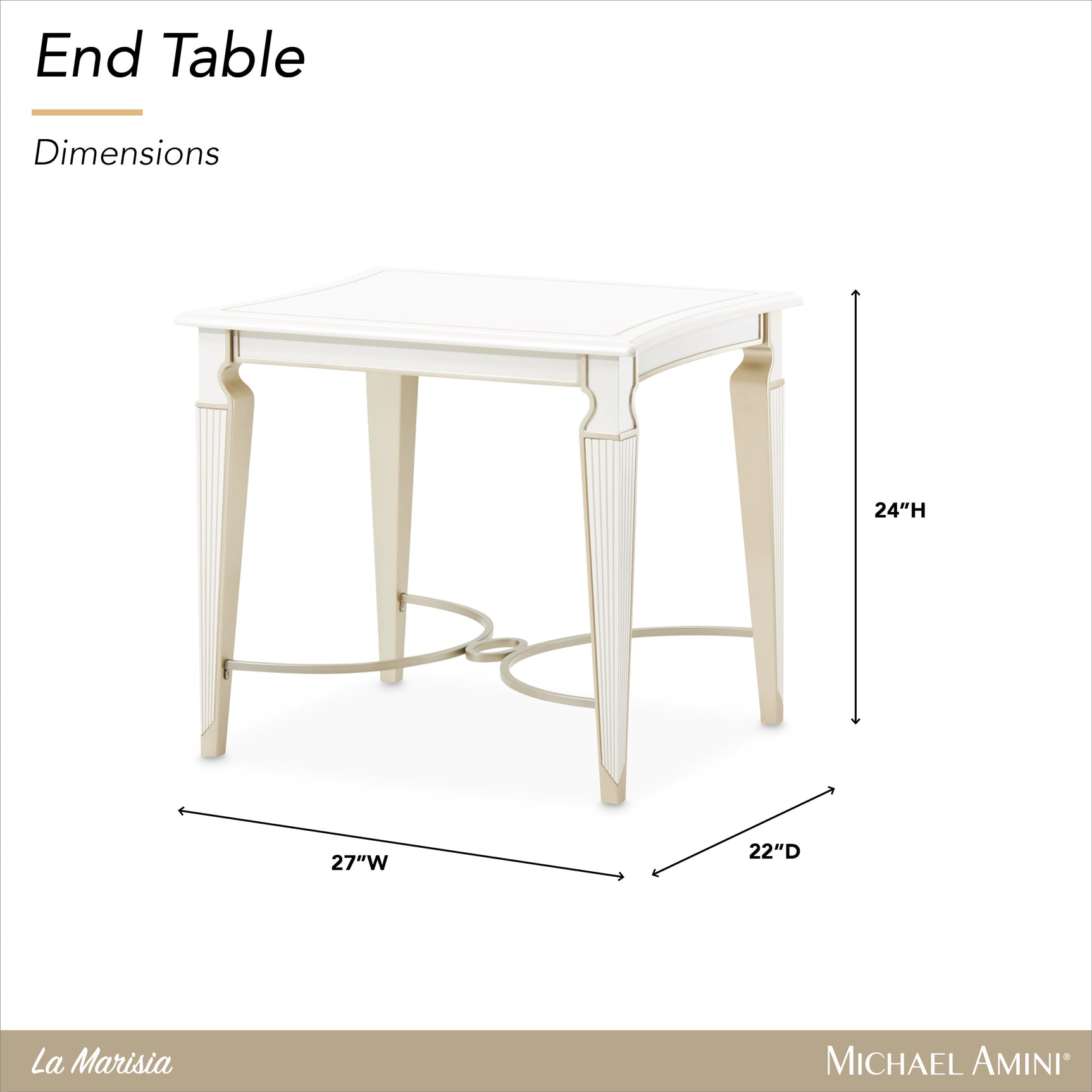 La Marisia Creamy Pearl End Table - Ornate Home