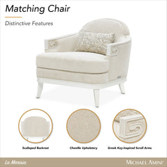 La Marisia Creamy Pearl/Tranquil Chenille Matching Chair - Ornate Home