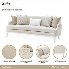 La Marisia Creamy Pearl/Tranquil Chenille Sofa - Ornate Home