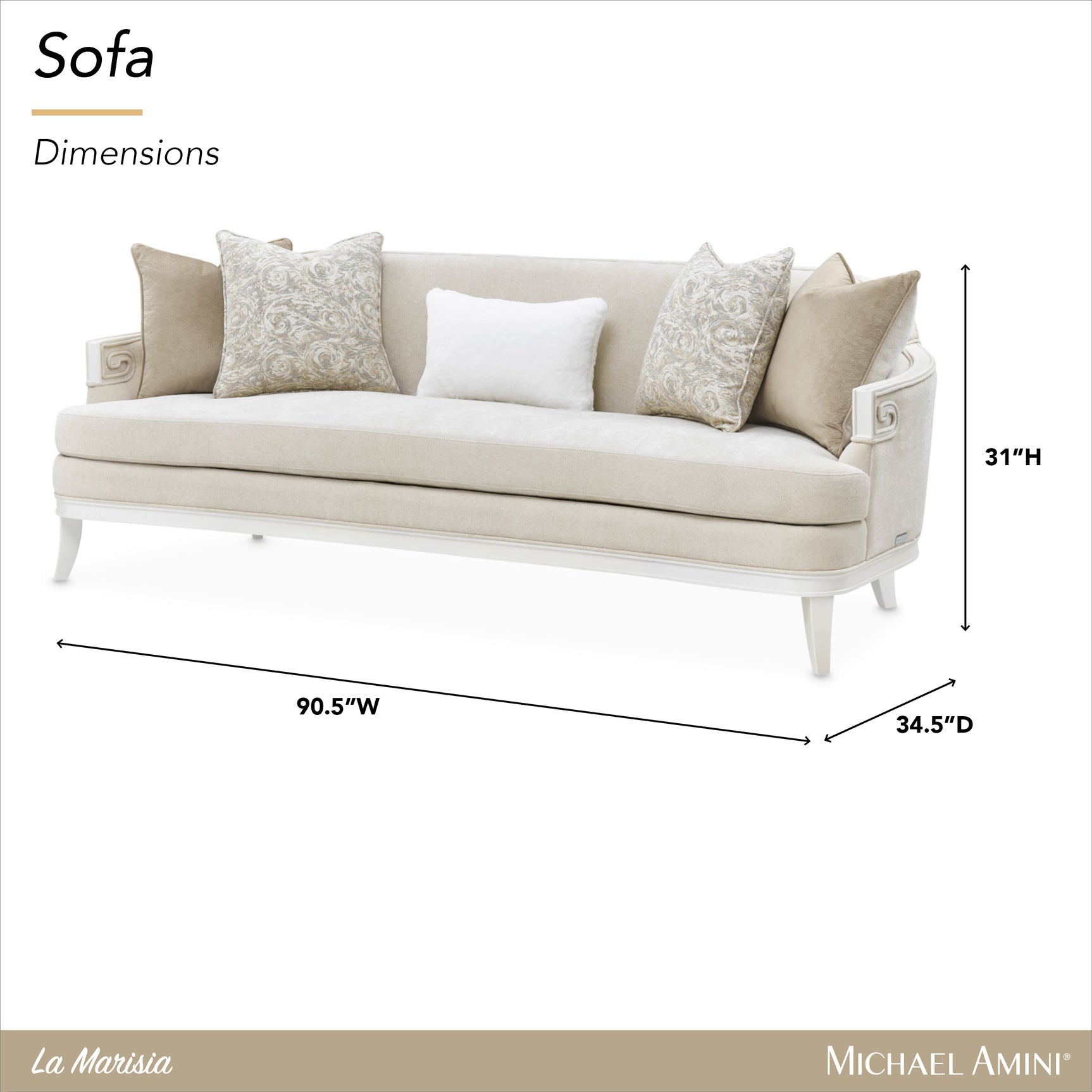La Marisia Creamy Pearl/Tranquil Chenille Sofa - Ornate Home