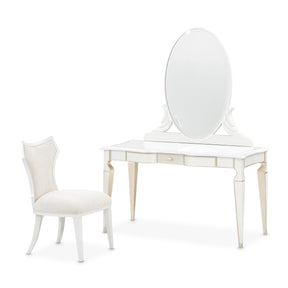 La Marisia Creamy Pearl Vanity Set with Mirror & Chair - Ornate Home